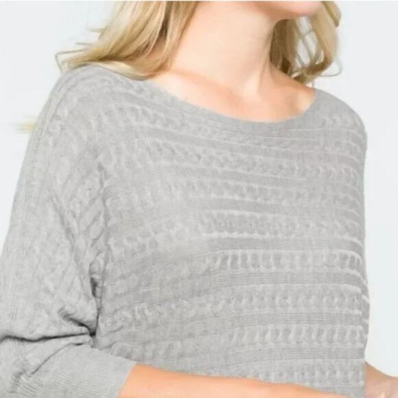 NWT Market & Spruce Reviera Cable Knit Dolman Pullover Grey Size XL - Picture 3 of 11
